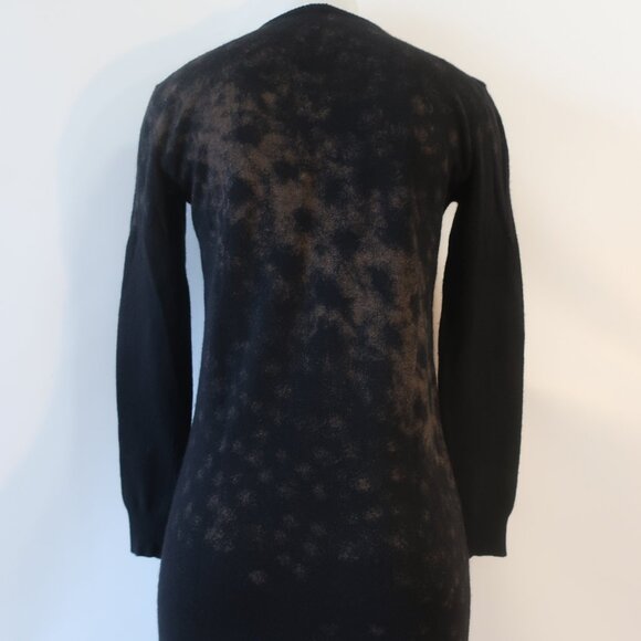 Womens Krizia Maglia Wool Angora Black Brown Tie Dye Midi Sweater Dress 40 US/XS - Picture 13 of 16